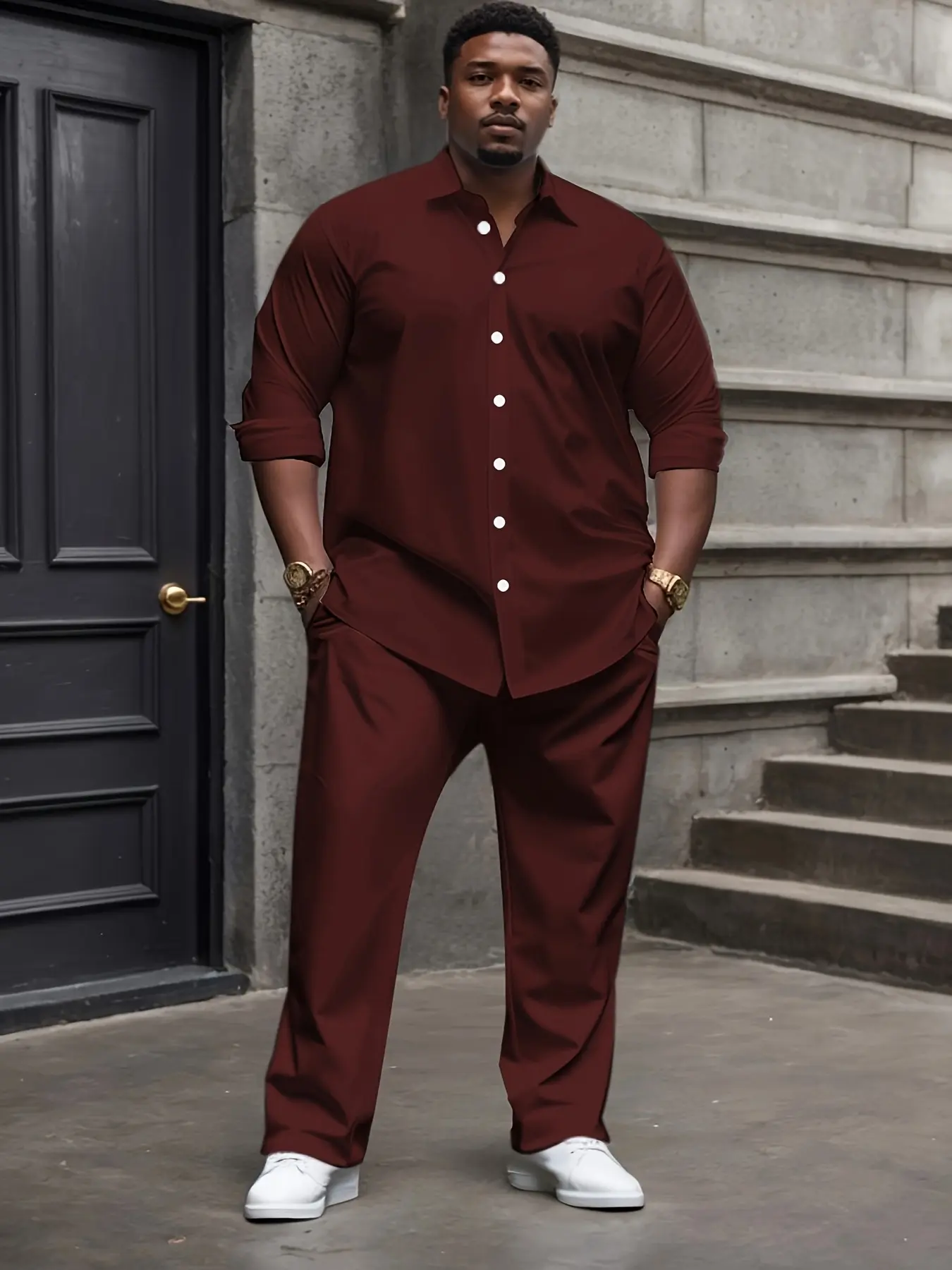 Men'S 2pcs Sportswear Set Contrasting Long SleeveShirt And Pant Tracksuits, Gradient Long SleeveT-Shirt + Pocket Drawstring Pants - Straight LegVersatile Style Suits, for Daily Life, Party And Dating,Plus Size