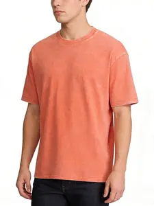 Oversized Orange Tshirts Unisex Gym Vintage Heavyweight T Shirts Cotton Workout Acid Wash Baggy Tees Youth sports apparel