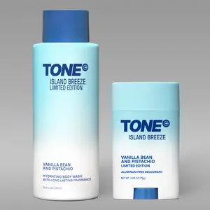 Body Wash & Deodorant Bundle, Island Breeze Tropical Escape Scent, Aluminum-Free + Hydrating Shower Set, Dermatologist-Tested Gift Set – TONE