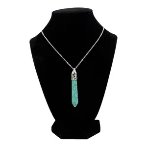 Crystal Point Necklace - Gemstone  with Ornate Cap