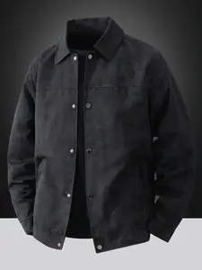 Men's lightweight casual jacket, lightweight business distressed lapel jacket, button front and button closure, machine washable, polyester fiber, suitable for daily leisure, work travel, outdoor leisure and formal wear Solid Color Jackets