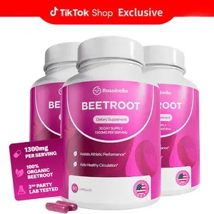 3 PCS Rosabella Organic Beetroot Capsules (1300mg) for Blood Flow & Heart Health