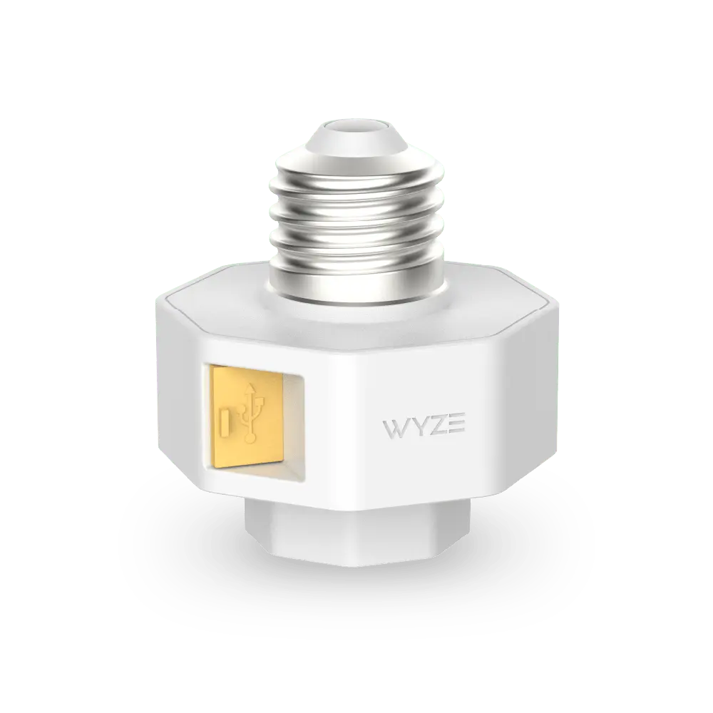 Wyze Lamp Socket v2 — Makes Light Sockets Smart + Powers Wyze Cam Pan v4/v3/Duo Cam Pan, Cam v3/v3 Pro/v4, Cam OG, & More - Wireless Home Security Solution, Adds Usb Plug In