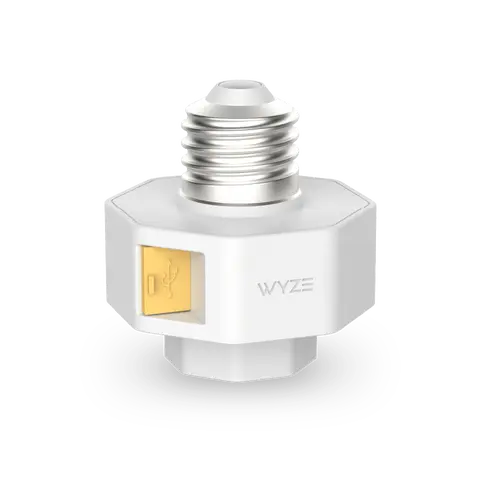 Wyze Lamp Socket v2 — Makes Light Sockets Smart + Powers Wyze Cam Pan v4/v3/Duo Cam Pan, Cam v3/v3 Pro/v4, Cam OG, & More - Wireless Home Security Solution, Adds Usb Plug In