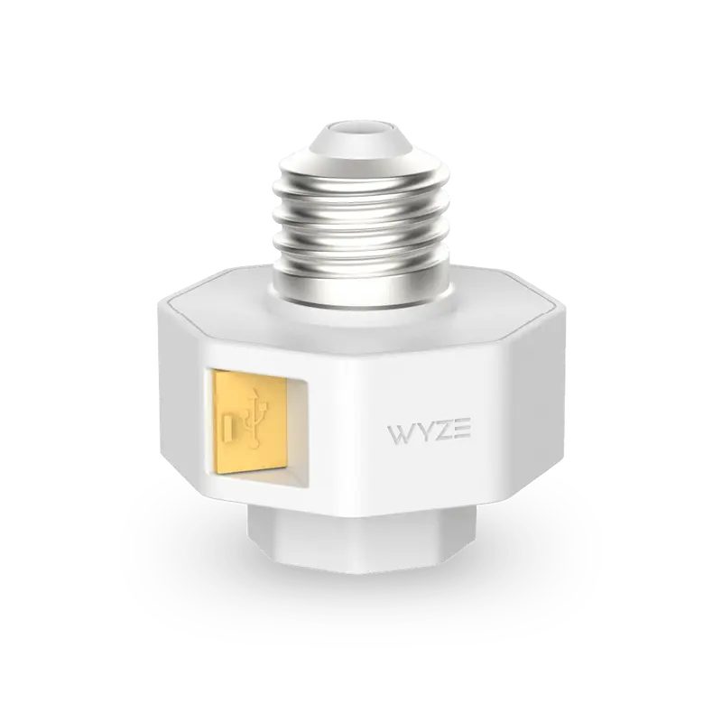 Wyze Lamp Socket v2 — Makes Light Sockets Smart + Powers Wyze Cam Pan v4/v3/Duo Cam Pan, Cam v3/v3 Pro/v4, Cam OG, & More - Wireless Home Security Solution, Adds Usb Plug In