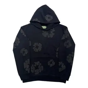Denim Tears The Cotton Wreath Logo Hooded Sweatshirt Black Black