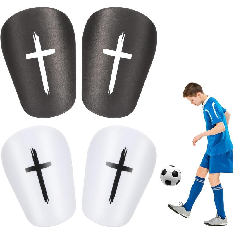 2 Pairs Black & White Cross Shin Guards Christian Faith Soccer Extra Mini Shins Guard 3 x2 Inch Small Shin Guards Comfortable Light Shin Pads Ultra Miniature Shins Guard Soccer for Men Women