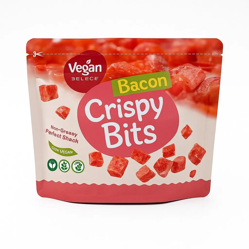Vegan Select Crunchy Bacon Bits Snack - 100g, Cruelty-Free Ambient Crisps & Puffed Snacks, Healthy On-The-Go Crunch Texture Treat