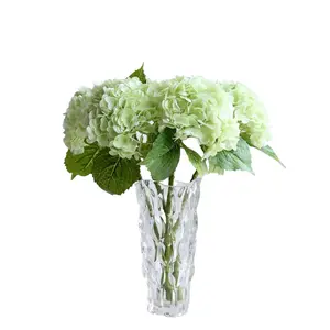 Real Touch Faux Green Hydrangeas Artificial Silk Flowers with Stems for Bridal Wedding Bouquet Party Home Decor Centerpieces Vase Arrangements