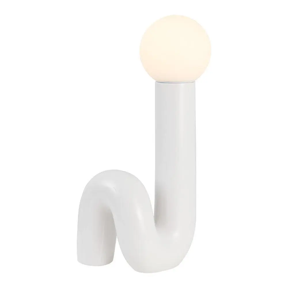 Katya 18" Scandinavian Minimalist Ceramic Spiral Tube LED Table Lamp