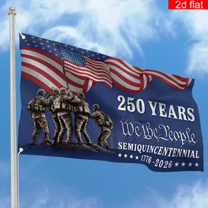 Patriotic 250th Anniversary American Flag Banner, We the People & Soldier Design for July 4th, Indoor Outdoor Independence Day Party Entrance Decoration, Memorial Day Event Supplies