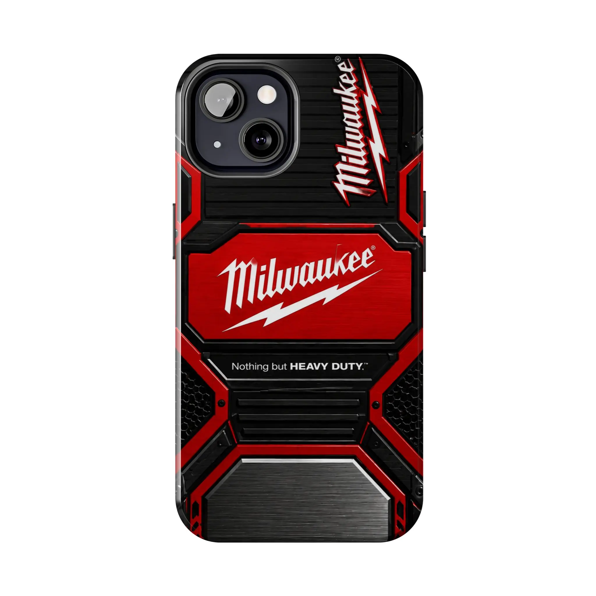 Milwaukee Heavy Duty Carbon Fiber Rugged Phone Case | Red Black Industrial Tool Design Shockproof Protective Cover for iPhone