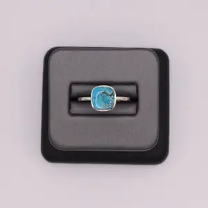 Sterling Silver Stone Ring - Turquoise Square