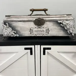 Vintage Rustic Country Shabby Chic Decorative Wood Box for Candle and Ornaments - Luxe 2024 Top Line Collection Organiser Bronze