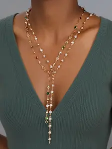 Women's Elegant Zinc Alloy Y-Shaped Chain Set, Multi-Layered Jewelry Accessory for Daily Wear & Special Occasions, Dainty Layering Jewelry