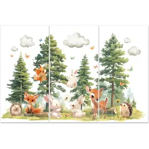 3 Sheets Forest Animals Rub on Transfers for Crafts and Furniture Cute Watercolor UV DTF Transfer Stickers for Wooden Dressers Ceramic Scrapbooking Decorative Rub on Decals, 12"x6"/30x15 cm