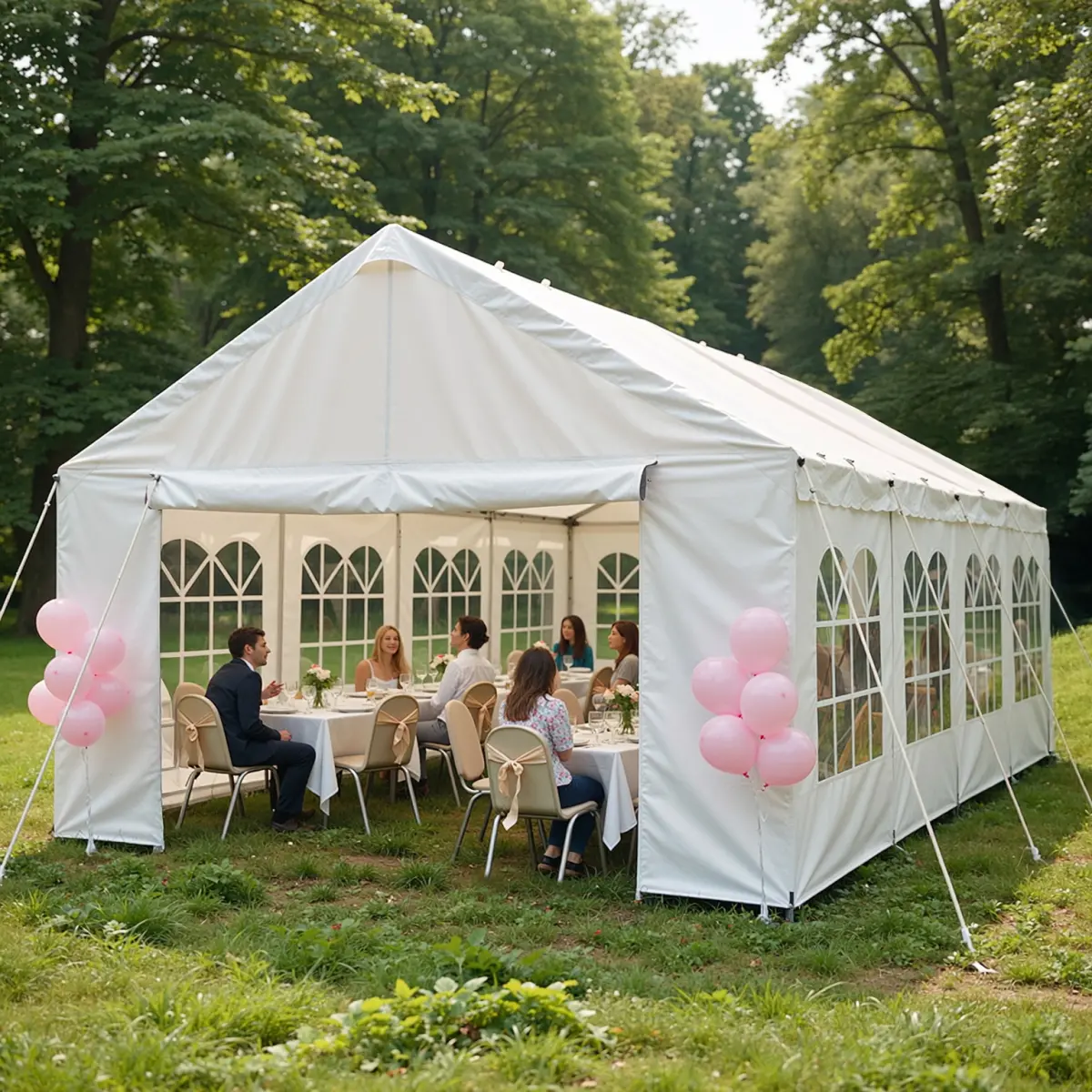 Sturdy Weatherproof Rustproof Outdoor Carport Canopy Tent - 10'x20'/13'x26' Sizes, Removable Sidewalls, 2 Ground Tubes, Manual Setup for Parties, Weddings, Furniture & Patio Use