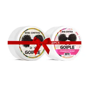 2Counts 30g Organic Edge Control Wax for Women - Strong Hold, Non-Greasy, Smooths Edges, Strawberry and Pineapple Curls Black Wavy Lightweight Gel