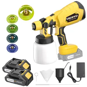Dodowin Cordless Spray Gun with Nozzle 2000mAh Rechargeable Battery 33.81oz Tank 2-Speed Modes for Walls Wood Cars Furniture 110-240V Plug Ideal for Amateur
