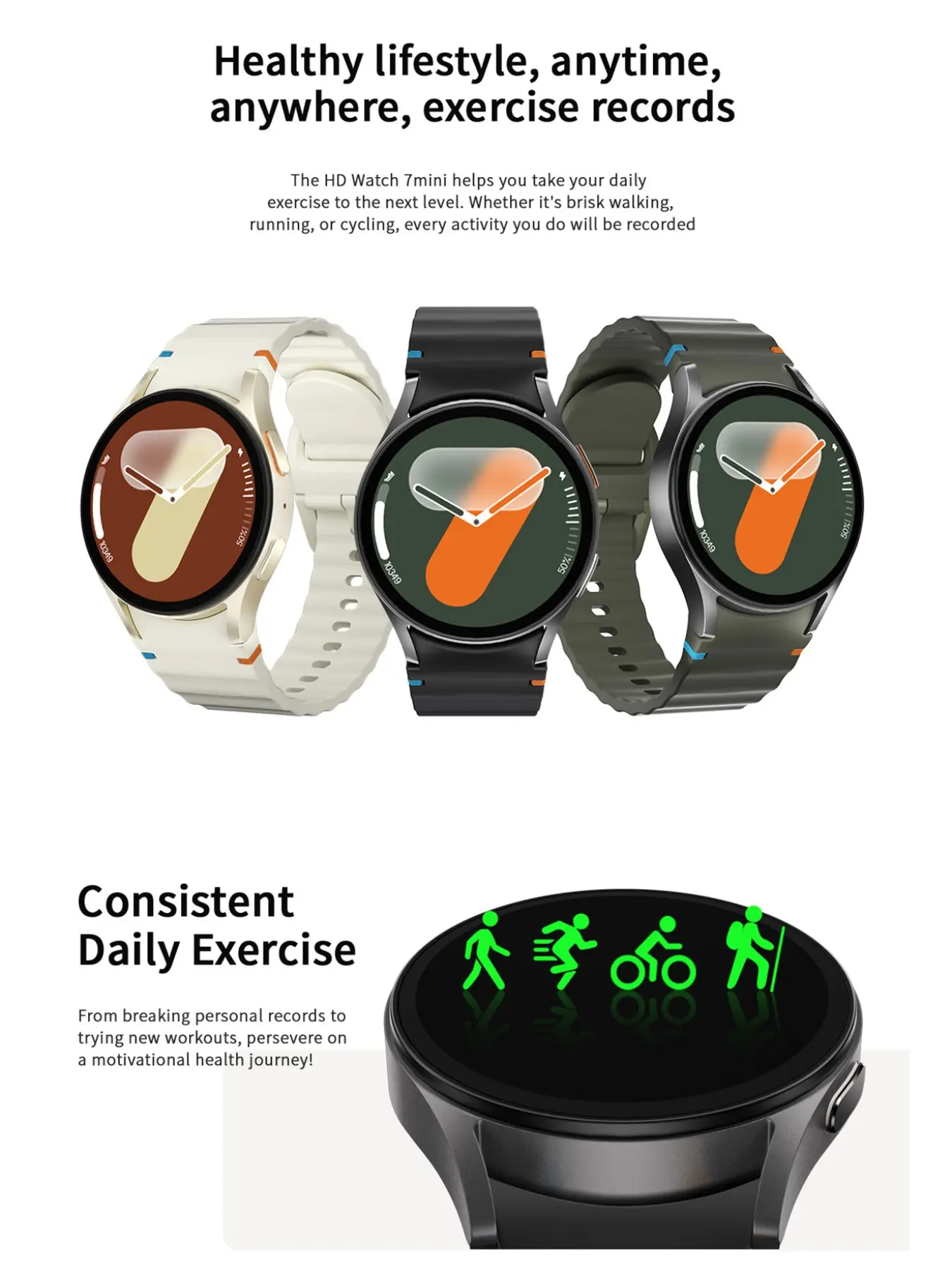【新品未開封】THE HANY × wearable 3点set New HD Watch7 mini smart watch, wireless calling, heart rate, step