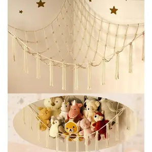 Stuffed Animal Storage Hammock or Net Corner - Large Toy Hammock Net for Stuffed Animals Room Decor - Cute Stuff Animal Organizer Plush Holder - Kids Baby Nursery Essentials Wall Bedroom Home Decor