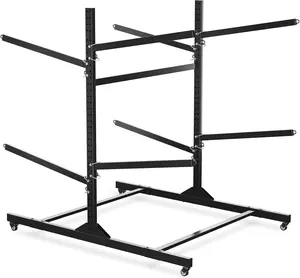 Space-Saving 2-Tier Kayak Rack, Heavy Duty Double-Sided Stand for Multiple Boats, Cold Rolled Steel Straight Arm Design Securely Stores Kayaks, Canoes, SUPs, Surfboards in Garage, Dock, Backyard