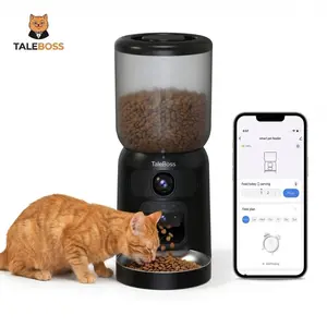 TALEBOSS Automatic Cat Feeder with Dual Camera, 1080P HD Video with Night Vision, 5G WiFi Pet Feeder for Cat & Small Dog, 2-Way Audio & Meal Call Pet Food Dispenser with Desiccant Bag, Motion Capturing