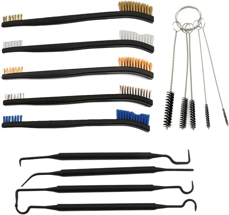 Throttle Body Cleaner Kit, 14 Pack Carburetor Cleaning Set, Torch Tip Carb Dirt Remove Cleaner Set for Lawnmower Motorcycle ATV Chainsaw Tools, Silver and Black