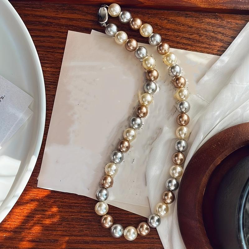 Elegant Freshwater Freshwater Pearls Necklace, Mixed Color Coffee Freshwater Pearls, December Birthstone, Celestial Theme, Suitable for Casual Attire And Gift Occasions, Sexy And Simple Design, Suitable for Valentine's Day, Jewelry for All Seasons