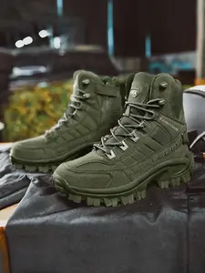 Military Tactical Combat Boots for Men Side Zipper Army Police Work Boots Anti-slip for Security Duty Desert Tactical Shoes