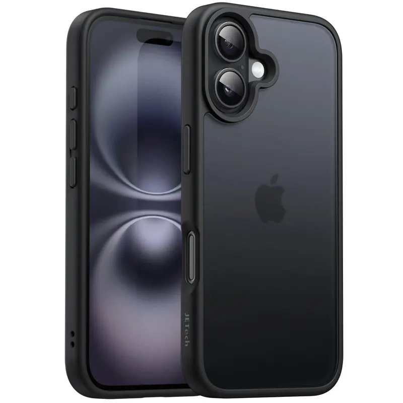JETech Plastic Frosted Matte Grip Casing for iPhone 16 Series - Military Grade Shockproof Drop Protector, Translucent Back Cover, Anti-Fingerprint Mobile Phone Accessory