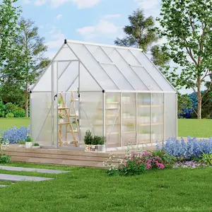 Garvee 6'X9' Aluminum-Framed Polycarbonate Greenhouse, Heavy Duty Polycarbonate Greenhouse with Quick Setup Structure and Roof Vent, Large Enhanced Aluminum Greenhouses Kit for Outdoors