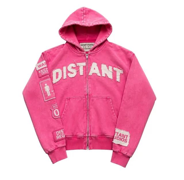 Men's Pink Y2K Hoodie Hip-Hop Streetwear Sweatshirt with 2000s Style Print