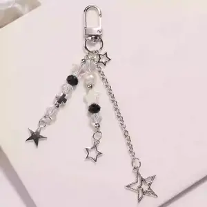 Goth Y2K Phone Charm Star Pearl Keychain Pendant Kawaii Key
