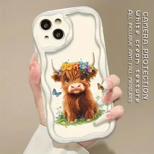 Highland Cow & Butterfly Series  Phone Case Soft Case for iPhone 17 16 E Pro Max 15 Plus 14 13 12 11 Air Shockproof Drop Protection Rugged Durable Silicone Cover