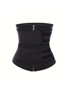 Women's Zipper Adjustable Waist Trainer, Solid Color Tummy Control Waist Cincher, Sports and Outdoor Clothing Accessory for Daily Use