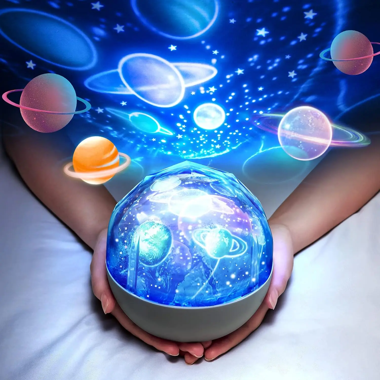SQ-PNC004 Solar System for Kids Projector Night Light, 360°Rotating+5 Films Planet Space Projector for Bedroom, Bright Night Light for Boys Room, Space Toys for Kids 3-5, Solar System Planet Toys for Boy Gifts
