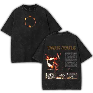 Dark souls Age Of Fire T-Shirt Dark Souls Gaming Apparel, Oversize Washed Gamer Cotton T-Shirt, Video Game Clothes Tropical 90s graphic tees