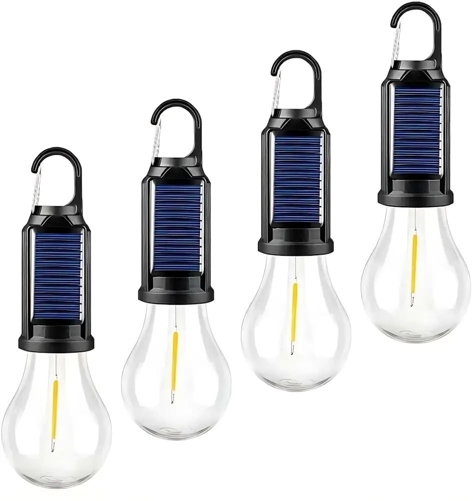 LED Solar Camping Lantern - Solar & USB Type-C Rechargeable Tent Light with Hanging Hook, Lightweight Waterproof Flashlight, 3-Mode Emergency Bulb for Outdoor Camping, Storms, Power Outages