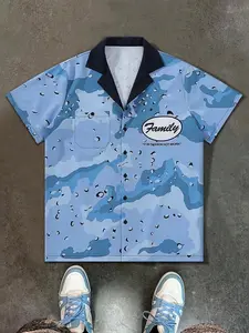 Men's Casual Washed Distressed Short Sleeve Shirt Top, Fashion Denim Style for Daily Wear, Trendy Men's Clothing for Modern