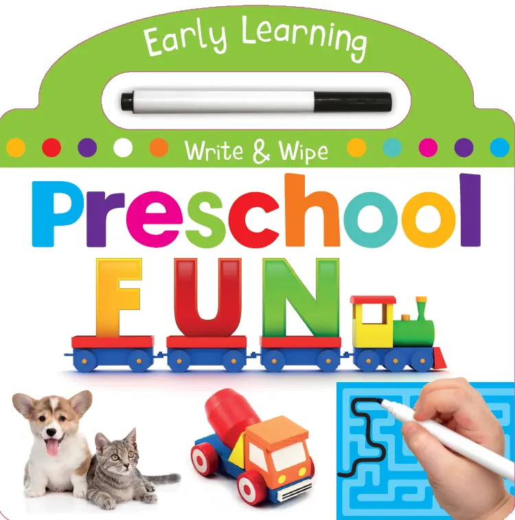 Preschool Early Learning Interactive Write & Wipe Activity Book for Kids - Alphabet Practice, Laminated Pages, Reusable Writing Surfaces