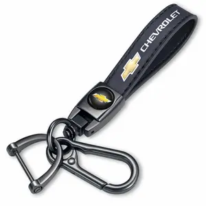 genuine leather keychain Chevrolet Kevchain-HeavyDuty360° Swivel & Anti-Loss D-Ring Car Accessory,Family Gift,UnisexFor Chevrolet Silverado, Equinox, Malibu,TraverseTahoe,Suburban & More Black Car Keychain Set