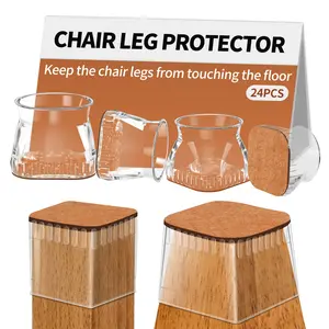 24 PCS Noise Reducing Chair Leg Covers Furniture Leg Protectors Fitting Various Shapes Of Chair Multiple Sizes