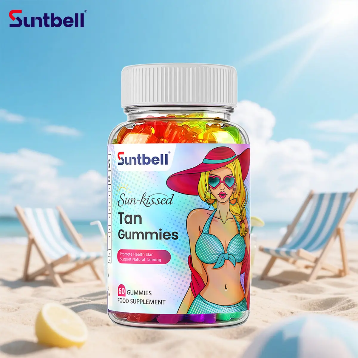 Daily Natural Tanning Gummies |  Women's  Skin Secret | Non-GMO & Vegan | Summer Turn up | Contains L-Tyrosine,Vitamin D&E  For Skin Health | 3 Flavors : Blueberry & Strawberry & Green Apple