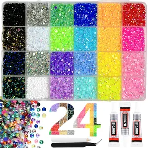 1Box 24 Colors 3mm Semi-circular Rhinestones for Bedazzling Kit Sparkling Colorful Flatback  Resin Nail Diamond Jewelry for DIY Book Shoes Cup Nail Art
