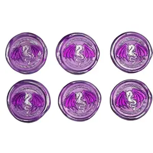 Dragon Wings Spread Wax Seals Lilac & Silver Set of SIX with Adhesive Backing for Cards Invitations and Gifts 1.5 Inches Wide Handmade for Personalized Touch