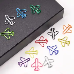 30pcs Airplane-shaped Paper Clips, Colorful Metal Binder Clips for Office File Organization, Plastic-coated Bookmark Page Markers