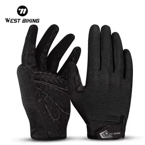 WEST BIKING Shockproof Full Finger Racing Breathable Cycling Bike Gloves  Waterproof Touch Screen Bicycle Cycling Gloves