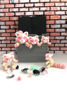 Dumpster Raccoon, 3D Printed Articulated Racoon, Strawberry Milk Trash Panda with Optional Dumpster, Articulated Raccoon Fidget Toy Raccoon