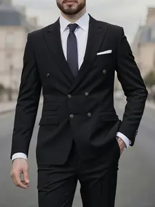 2pcs Men's Solid Beige/Beige/Tan Tailored Suit Set - Non-Stretch All-Season Formal & Business Casual Outfits with Peak Jacket & Matching Trousers | Regular Fit, Easy Care (Hand Wash/Dry Clean) | Versatile for Office, Blazer Suit